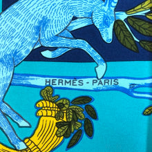 画像をギャラリービューアに読み込む, エルメス HERMES カレ90 ANIMAL ALPHABET スカーフ 動物アルファベット 森の動物 大判 シルク ブルー系【中古】