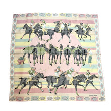 画像をギャラリービューアに読み込む, エルメス HERMES カレ90 LES PONEYS DE POLO スカーフ ポロ 大判 シルク ピンク系 馬柄【中古】