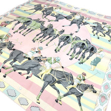 画像をギャラリービューアに読み込む, エルメス HERMES カレ90 LES PONEYS DE POLO スカーフ ポロ 大判 シルク ピンク系 馬柄【中古】