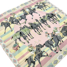 画像をギャラリービューアに読み込む, エルメス HERMES カレ90 LES PONEYS DE POLO スカーフ ポロ 大判 シルク ピンク系 馬柄【中古】