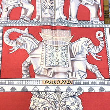 画像をギャラリービューアに読み込む, エルメス HERMES カレ90 TORANA スカーフ 塔門 ゾウ ライオン 大判 シルク マルチカラー 総柄【中古】