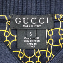 画像をギャラリービューアに読み込む, グッチ GUCCI ポロシャツ カットソー 半袖 綿100% M相当 ネイビー 総柄【中古】