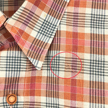 画像をギャラリービューアに読み込む, ダンヒルスポーツ dunhill SPORT 半袖シャツ 麻混 Mサイズ テラコッタ系 チェック柄【中古】