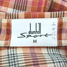 画像をギャラリービューアに読み込む, ダンヒルスポーツ dunhill SPORT 半袖シャツ 麻混 Mサイズ テラコッタ系 チェック柄【中古】