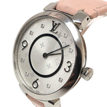 画像をギャラリービューアに読み込む, ルイ ヴィトン LOUIS VUITTON タンブールスリムMM 8Pダイヤ QZ 替えモノグラムベルト付 レディース 腕時計 クオーツ Q13MJB【中古】