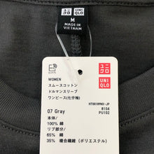 이미지를 갤러리 뷰어에 로드 , UNIQLO ユニクロ ドルマンスリーブ 7分袖 ワンピース コットン グレー レディース 【中古】