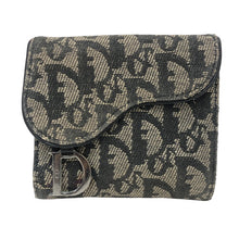 画像をギャラリービューアに読み込む, Christian Dior クリスチャンディオール トロッター サドル 三つ折り財布 キャンバス ネイビー レディース 【中古】