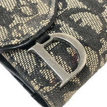 画像をギャラリービューアに読み込む, Christian Dior クリスチャンディオール トロッター サドル 三つ折り財布 キャンバス ネイビー レディース 【中古】