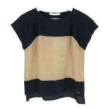 画像をギャラリービューアに読み込む, Les Copains レコパン アームレットスリーブ トップス 半袖 カットソー コットン/シルク ブラック ベージュ レディース 【中古】