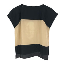 画像をギャラリービューアに読み込む, Les Copains レコパン アームレットスリーブ トップス 半袖 カットソー コットン/シルク ブラック ベージュ レディース 【中古】