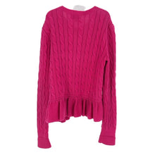 画像をギャラリービューアに読み込む, POLO RALPH LAUREN ポロ・ラルフローレン ペプラム カーディガン コットン ピンク ガールズ 【中古】
