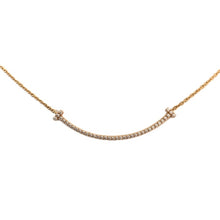 画像をギャラリービューアに読み込む, ティファニー Tiffany & Co Tスマイルペンダント ダイヤモンド ネックレス スモール K18 ゴールド【中古】