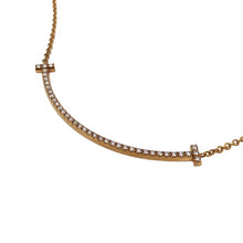 画像をギャラリービューアに読み込む, ティファニー Tiffany & Co Tスマイルペンダント ダイヤモンド ネックレス スモール K18 ゴールド【中古】