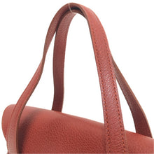 画像をギャラリービューアに読み込む, DELVAUX デルヴォー パンチング ロゴチャーム ハンドバッグ レザー レッド レディース 【中古】
