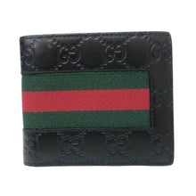 画像をギャラリービューアに読み込む, GUCCI グッチ グッチシマ ニューウェブ コンパクトウォレット 408826 二つ折り財布 レザー ブラック メンズ 【中古】