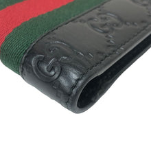 画像をギャラリービューアに読み込む, GUCCI グッチ グッチシマ ニューウェブ コンパクトウォレット 408826 二つ折り財布 レザー ブラック メンズ 【中古】