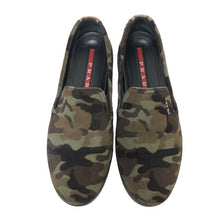 画像をギャラリービューアに読み込む, PRADA プラダ スリッポン ハラコ カーキ系 サイズ36(23cm相当) 【中古】レディース