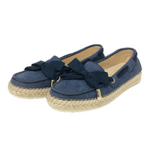 画像をギャラリービューアに読み込む, TOD’S トッズ エスパドリーユ リボン付き モカシン レザー ブルー系 レディース 【中古】
