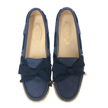 画像をギャラリービューアに読み込む, TOD’S トッズ エスパドリーユ リボン付き モカシン レザー ブルー系 レディース 【中古】