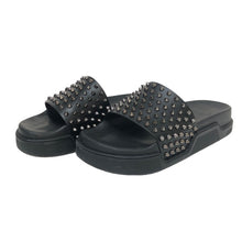 画像をギャラリービューアに読み込む, Christian Louboutin クリスチャンルブタン Pool Fun flat spike sandals 1201293 スパイクサンダル カーフ ブラック メンズ 【中古】