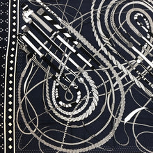 Load image into Gallery viewer, HERMES エルメス カレジェアン140 Fouets et Badines Bandana 鞭とグリップ バンダナ ストール カシミヤ/シルク ネイビー レディース 【中古】