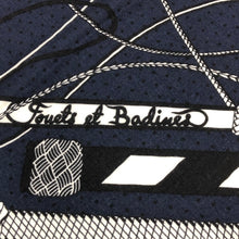 Load image into Gallery viewer, HERMES エルメス カレジェアン140 Fouets et Badines Bandana 鞭とグリップ バンダナ ストール カシミヤ/シルク ネイビー レディース 【中古】