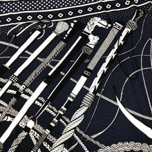 Load image into Gallery viewer, HERMES エルメス カレジェアン140 Fouets et Badines Bandana 鞭とグリップ バンダナ ストール カシミヤ/シルク ネイビー レディース 【中古】