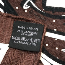Load image into Gallery viewer, HERMES エルメス カレジェアン140 Fouets et Badines Bandana 鞭とグリップ バンダナ ストール カシミヤ/シルク ブラウン レディース 【中古】