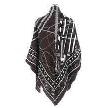 Load image into Gallery viewer, HERMES エルメス カレジェアン140 Fouets et Badines Bandana 鞭とグリップ バンダナ ストール カシミヤ/シルク ブラウン レディース 【中古】