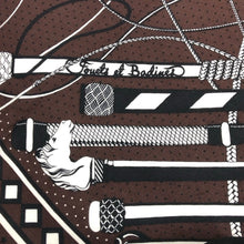 Load image into Gallery viewer, HERMES エルメス カレジェアン140 Fouets et Badines Bandana 鞭とグリップ バンダナ ストール カシミヤ/シルク ブラウン レディース 【中古】