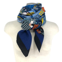 將圖片載入圖庫檢視器 HERMES エルメス カレジェアン140 La Maison des Carres メゾンデカレ ストール カシミヤ/シルク ブルー系 レディース 【中古】