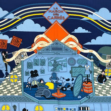 將圖片載入圖庫檢視器 HERMES エルメス カレジェアン140 La Maison des Carres メゾンデカレ ストール カシミヤ/シルク ブルー系 レディース 【中古】