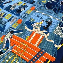 將圖片載入圖庫檢視器 HERMES エルメス カレジェアン140 La Maison des Carres メゾンデカレ ストール カシミヤ/シルク ブルー系 レディース 【中古】