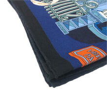 將圖片載入圖庫檢視器 HERMES エルメス カレジェアン140 La Maison des Carres メゾンデカレ ストール カシミヤ/シルク ブルー系 レディース 【中古】