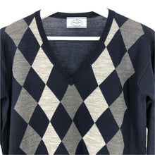 画像をギャラリービューアに読み込む, PRADA プラダ Vネック 薄手 セーター ウール ネイビー レディース 【中古】