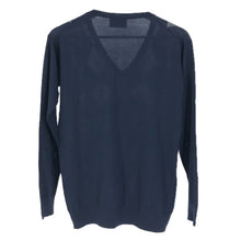 画像をギャラリービューアに読み込む, PRADA プラダ Vネック 薄手 セーター ウール ネイビー レディース 【中古】