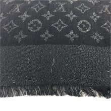 画像をギャラリービューアに読み込む, LOUIS VUITTON ルイ・ヴィトン 401910 モノグラム ストール ショール ロゴ シルク ラメ入り シルク ネイビー ユニセックス 【中古】