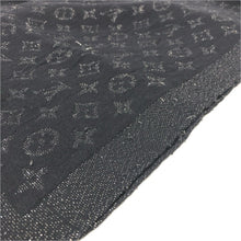 画像をギャラリービューアに読み込む, LOUIS VUITTON ルイ・ヴィトン 401910 モノグラム ストール ショール ロゴ シルク ラメ入り シルク ネイビー ユニセックス 【中古】