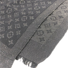 画像をギャラリービューアに読み込む, LOUIS VUITTON ルイ・ヴィトン 401910 モノグラム ストール ショール ロゴ シルク ラメ入り シルク ネイビー ユニセックス 【中古】