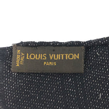画像をギャラリービューアに読み込む, LOUIS VUITTON ルイ・ヴィトン 401910 モノグラム ストール ショール ロゴ シルク ラメ入り シルク ネイビー ユニセックス 【中古】