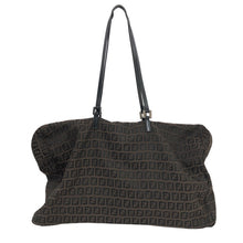 画像をギャラリービューアに読み込む, FENDI フェンディ ズッキーノ トートバッグ キャンバス/レザー ブラウン【中古】 レディース