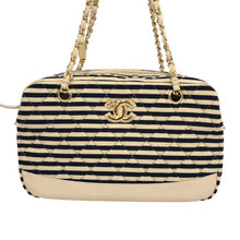 画像をギャラリービューアに読み込む, CHANEL シャネル マトラッセ マリン チェーン ショルダーバッグ コットン ベージュ ネイビー レディース 【中古】【新品同様】【美品】