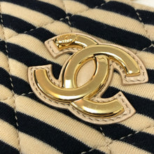 画像をギャラリービューアに読み込む, CHANEL シャネル マトラッセ マリン チェーン ショルダーバッグ コットン ベージュ ネイビー レディース 【中古】【新品同様】【美品】