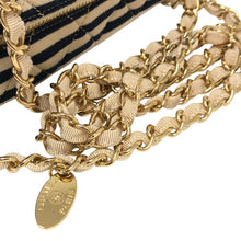 画像をギャラリービューアに読み込む, CHANEL シャネル マトラッセ マリン チェーン ショルダーバッグ コットン ベージュ ネイビー レディース 【中古】【新品同様】【美品】