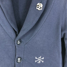 画像をギャラリービューアに読み込む, Alberto Bresci アルベルトブレーシ ダブルブレストコットンショールネック カーディガン ネイビー メンズ 【中古】