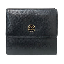 画像をギャラリービューアに読み込む, CHANEL シャネル ココボタン Wホック 三つ折り財布 レザー ブラック レディース 【中古】