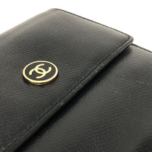 画像をギャラリービューアに読み込む, CHANEL シャネル ココボタン Wホック 三つ折り財布 レザー ブラック レディース 【中古】