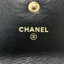 画像をギャラリービューアに読み込む, CHANEL シャネル ココボタン Wホック 三つ折り財布 レザー ブラック レディース 【中古】