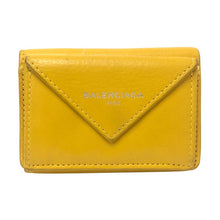 画像をギャラリービューアに読み込む, BALENCIAGA バレンシアガ ペーパーミニ 三つ折り財布 ミニ財布 レザー イエロー レディース 【中古】