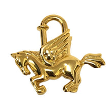 画像をギャラリービューアに読み込む, HERMES エルメス 1993年限定 カデナ チャーム ペガサス バッグチャーム ペンダントトップ GP ゴールド レディース 【中古】